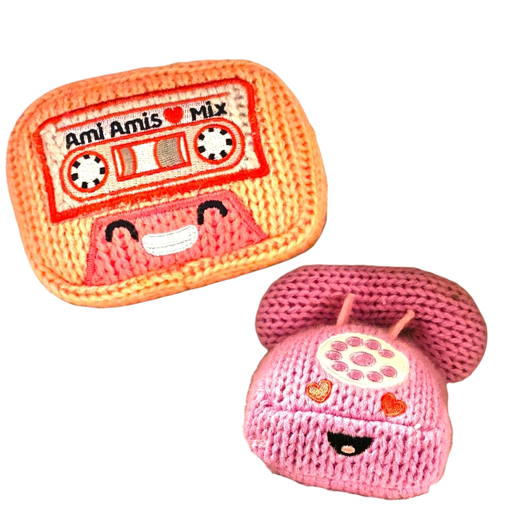 Ami Amis Lot of 2 Mini‎ Crochet Plush Jakks Pacific Cassie Stevie Phone Cassette